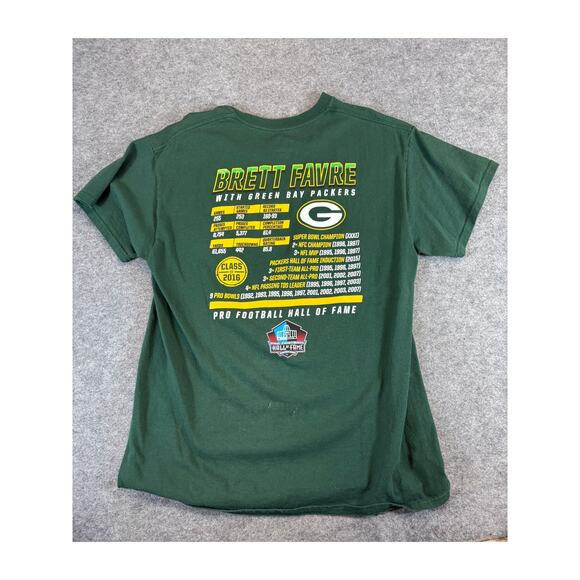 Brett Favre Green Bay Packers Hall Of Fame Graphic Shirt Mens M Green NFL Tee - Picture 6 of 10